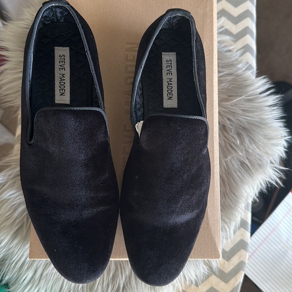 Steve Madden P-Minced Black Velvet Loafers Men's Size 8-PREOWNED WITH BOX - Picture 6 of 6
